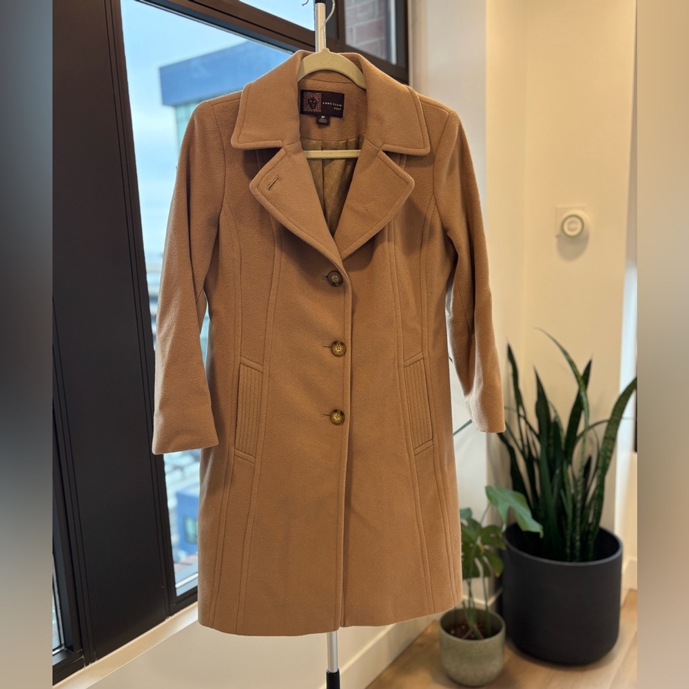 Anne Klein Camel Wool Coat 8 Petite